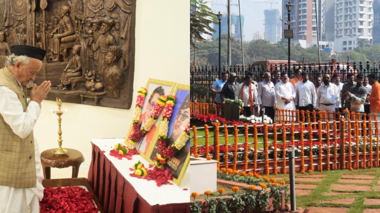 Maharashtra Governor Bhagat Singh Koshyari pays tributes to Netaji Subhash Chandra Bose, Bal Thackeray. Pic/Governor's office