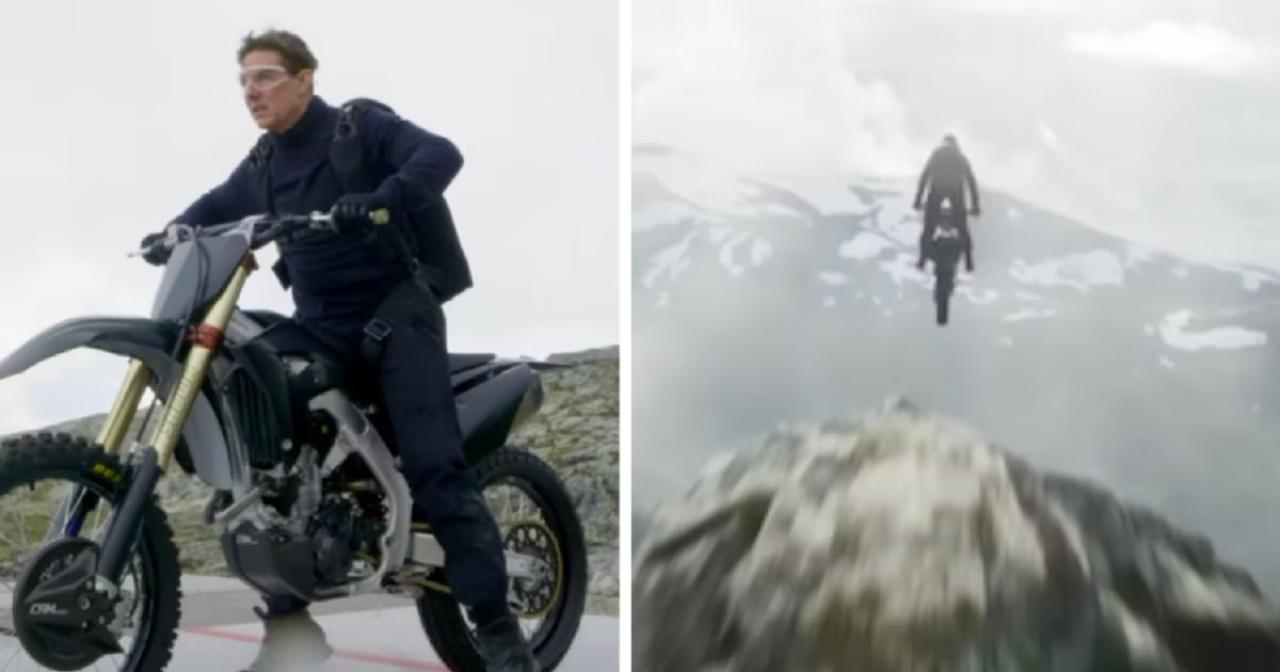Tom Cruise was 60 when he rode a motorcycle off a cliff and base jumped to the bottom. Shot in Norway, this stunt had been a childhood dream of the actor -- and is arguably one of the most dangerous in not only MI but cinematic stunt history