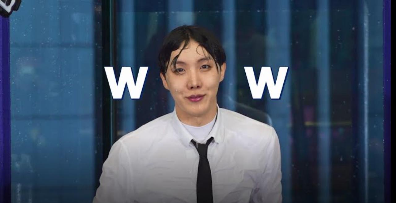 Drenched completed, J-Hope certainly doesn't look happy being the 'egghead,' as Namjoon calls him in this episode. But good-natured Hobi doesn't find being the sacrificial lamb for a bit of laughter