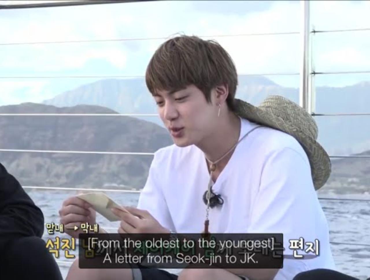 Jin wrote to his youngest brother Jungkook and thanked him for bringing energy and enthusiasm to the team. He also thanked him for patiently teaching him dance moves, and for having the same 'mental age' as him. All the members rotationally wrote letters to each other - and the memories, love and shared journey of hardship embedded in the emotional notes moved everybody to tears!