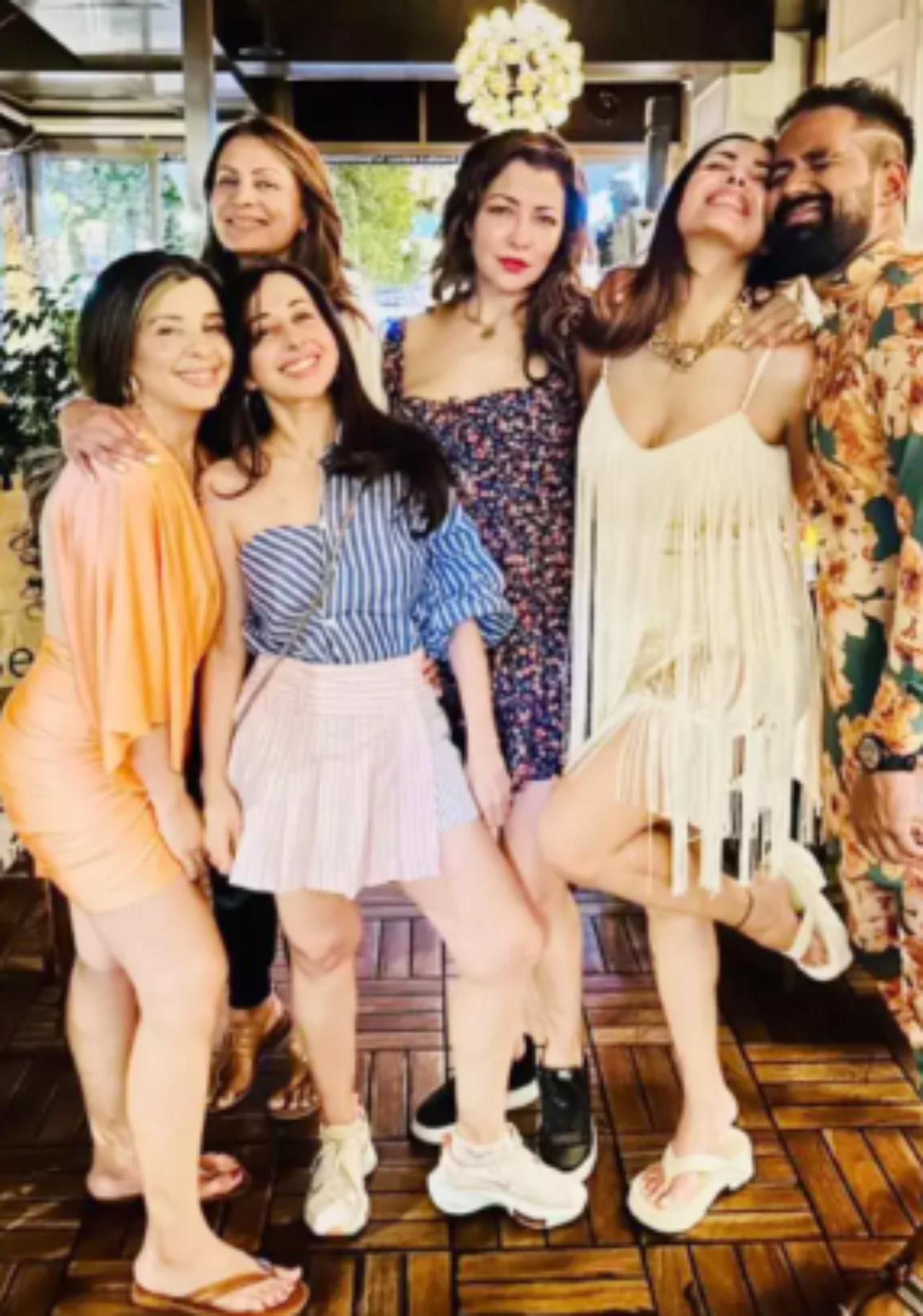 Delnaz Daruwala shared a picture of the entire gang having a gala time. Malaika looks stunning in her white fringe dress. The group is definitely setting friendship goals!