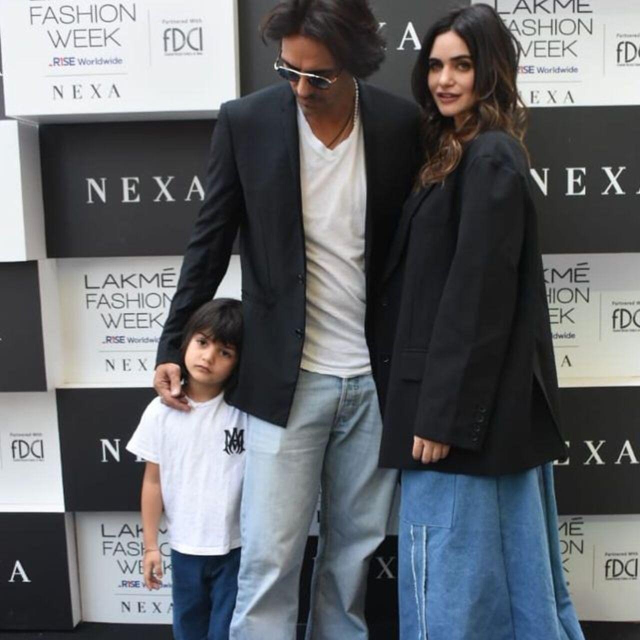 Arjun and Gabriella posed with little Arik. The three of them looked super cool