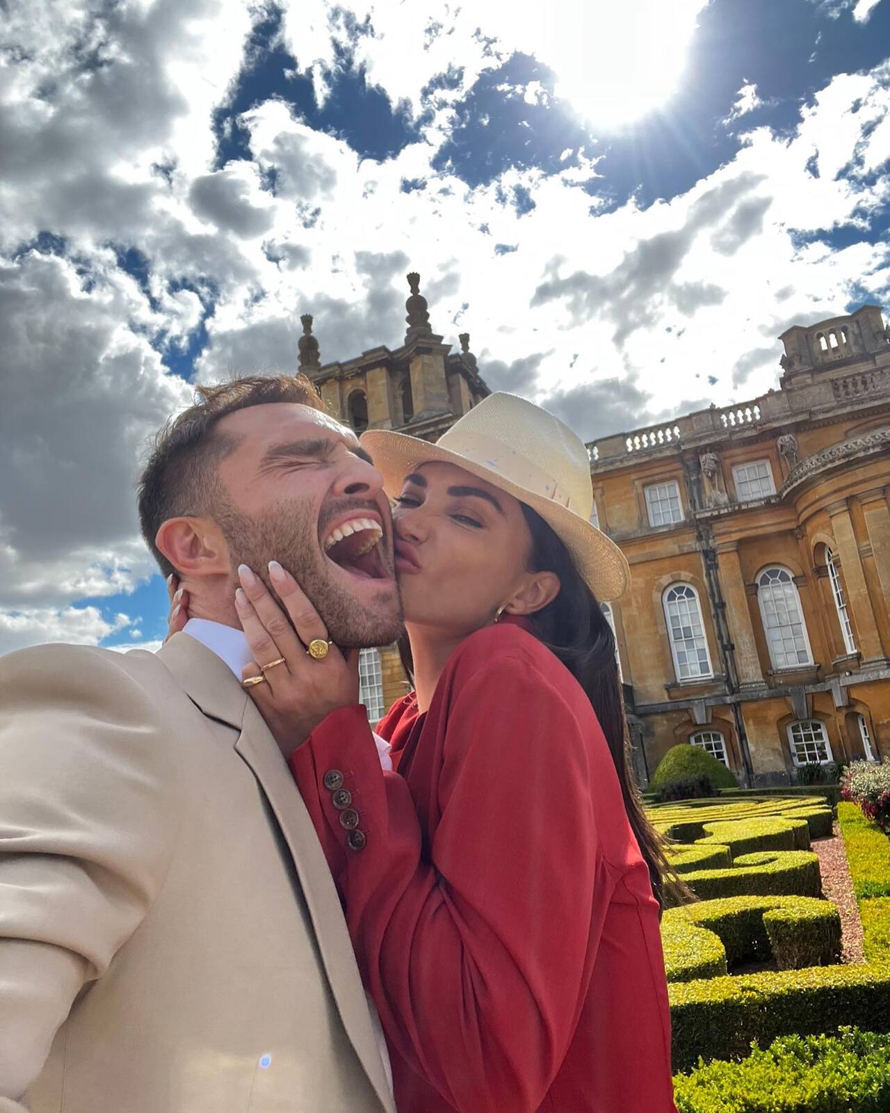 In this pic, Amy Jackson can be seen giving a peck on Ed Westwick's cheeks as they posed in front of a beautiful background
