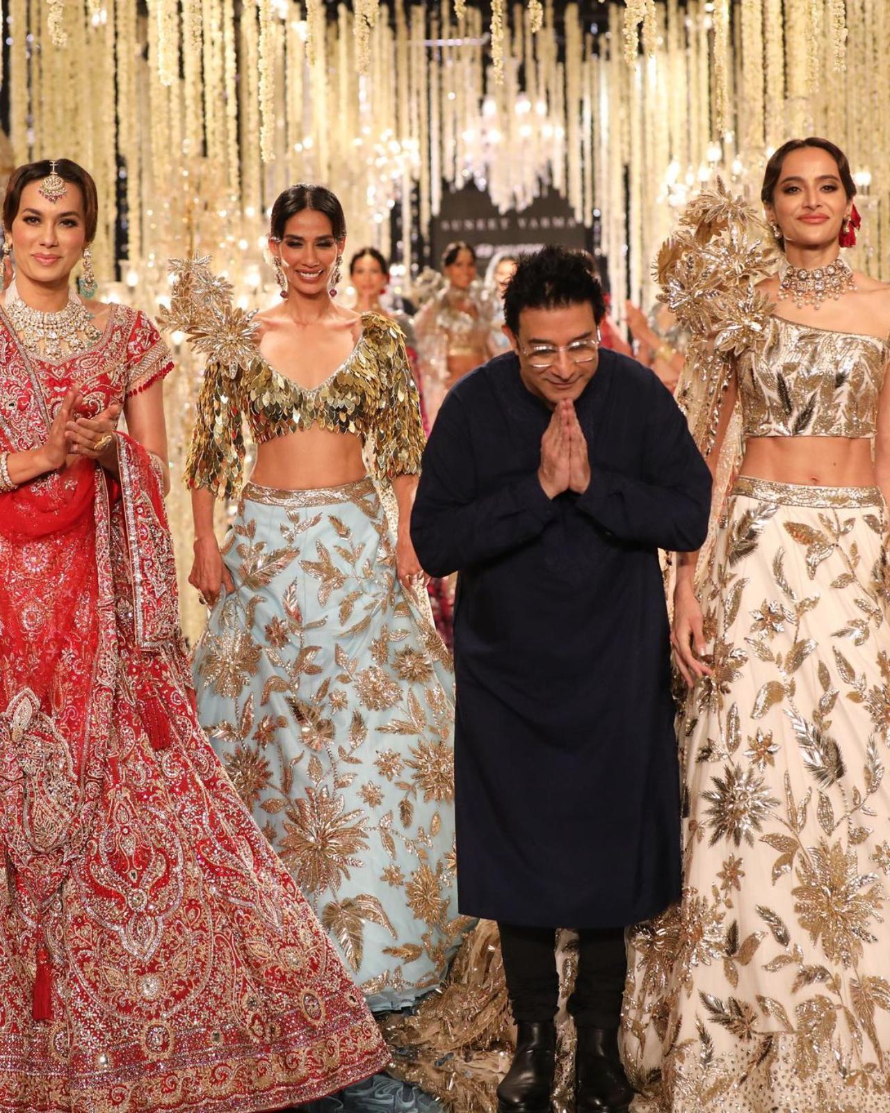 Couturier Suneet Varma presented his collection 'Mogra' at India Couture Week 2023. The collection draws inspiration from the incredible traditional motifs and embroideries found in the India's traditional decorative arts. It brings out a romantic, feminine and playfully flirtatious aesthetic in its ethnic fits 