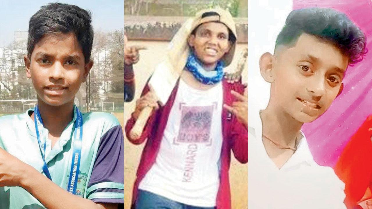 (From right) Ajay Harijan, Shubham Jaiswal, Nikhil alias Appu Kayampura