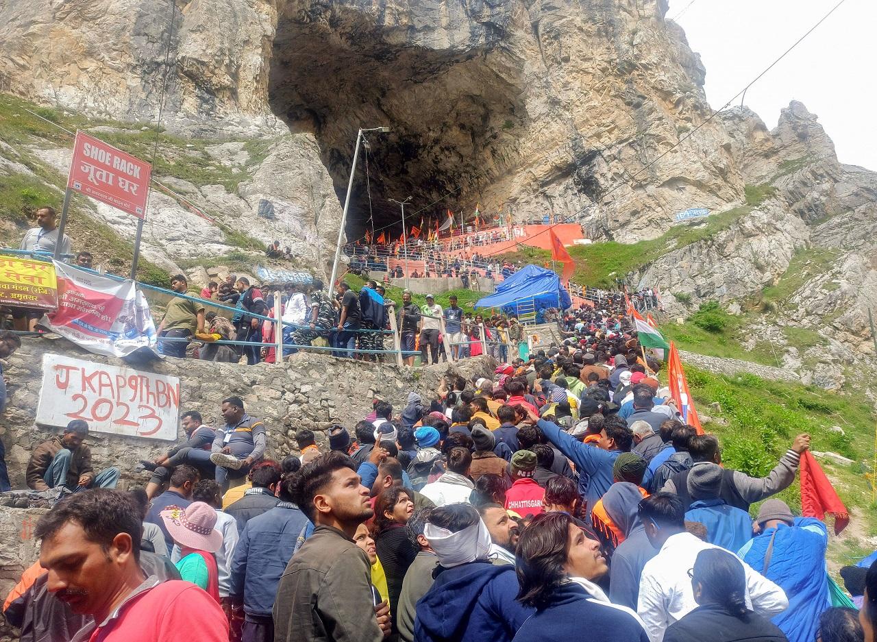 While 1,410 pilgrims are performing the yatra through the traditional 48-km Pahalgam track in Anantnag district, 564 others are heading for the 14-km Baltal route in Ganderbal district, they said
