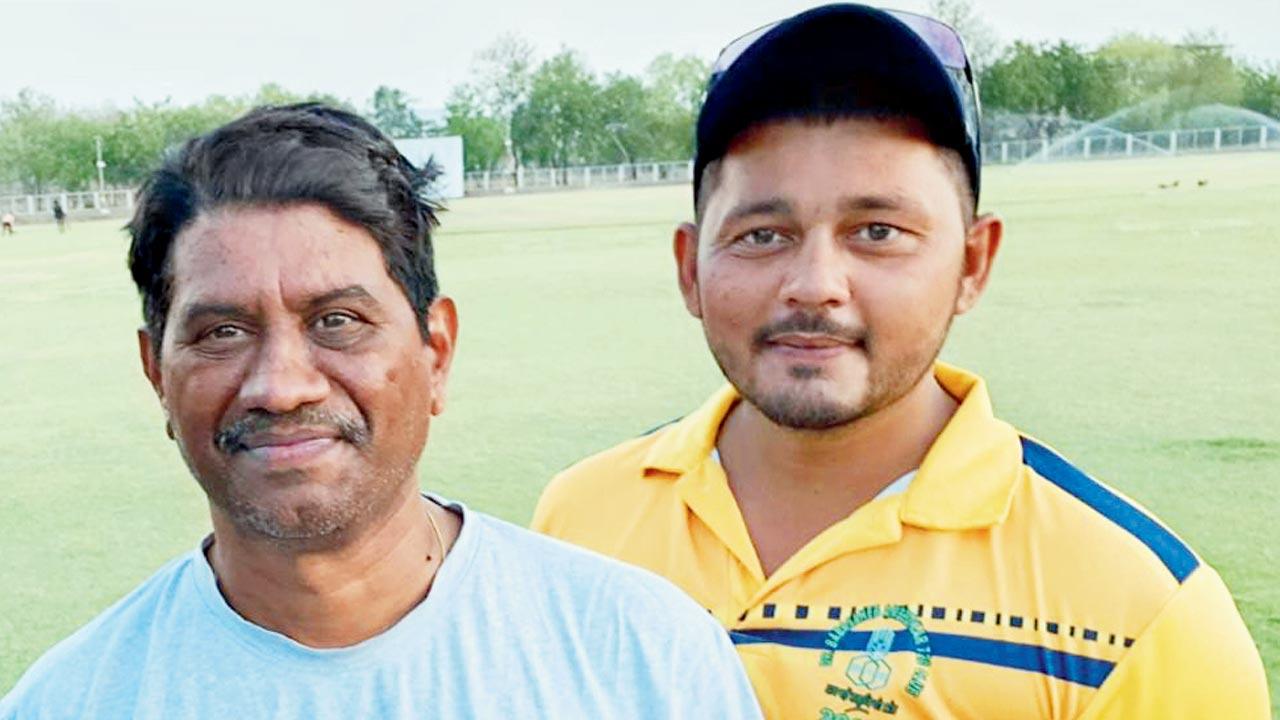 SKCA coach Ankit Tiwari (right) with former Mumbai Ranji Trophy-winning coach Sulakshan Kulkarni at the SKCA-SGCA ground in Shegaon last year