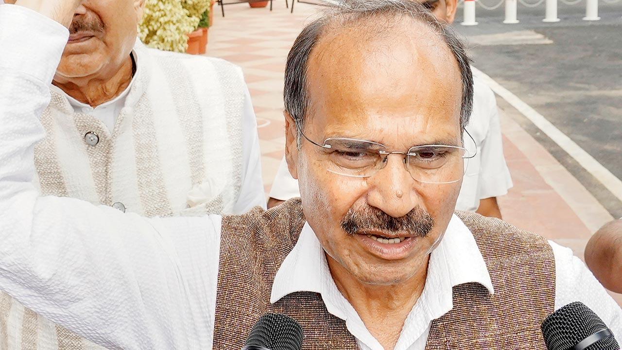 Congress MP Adhir Ranjan Chowdhury at Parliament House complex, on Monday