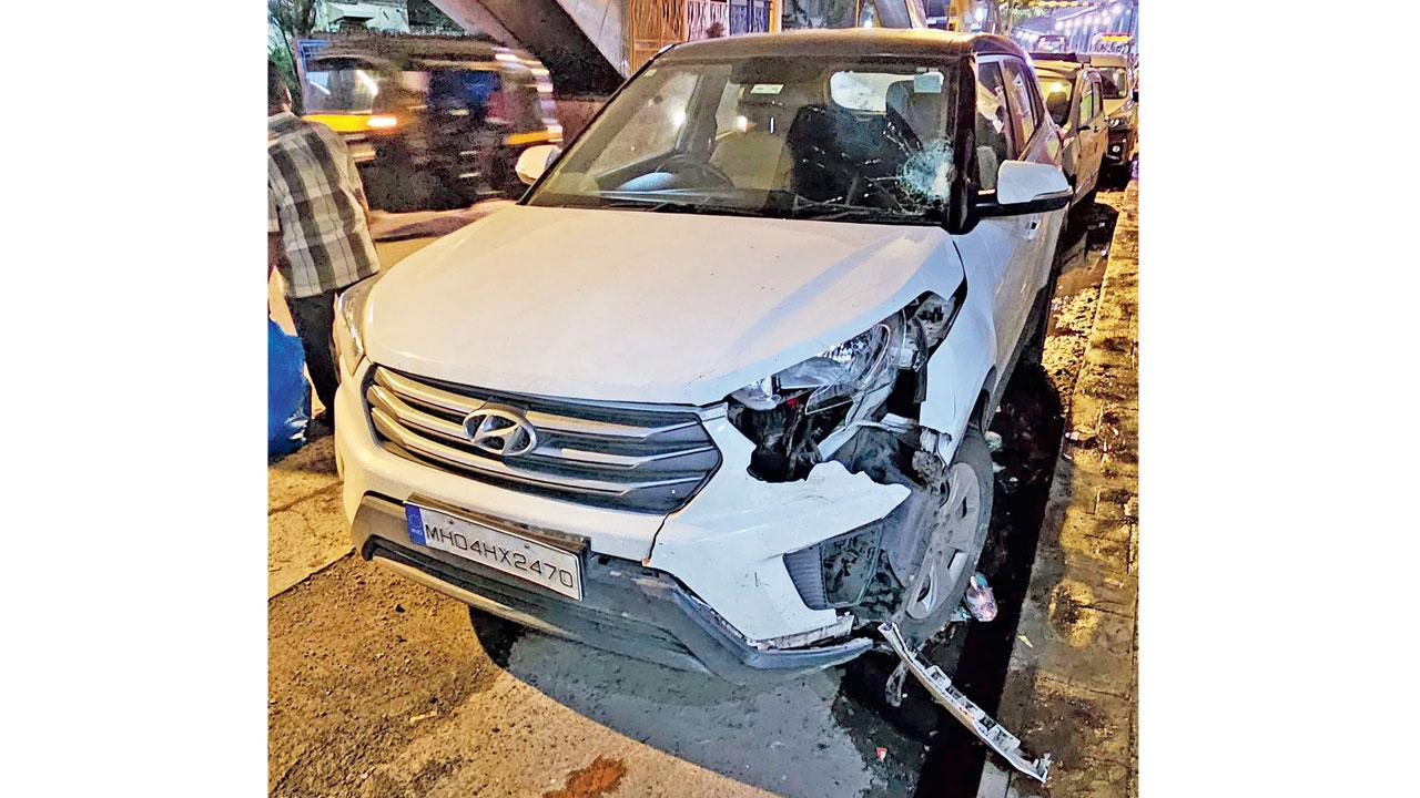 Damaged Hyundai Creta driven by Saurabh Shrivastava