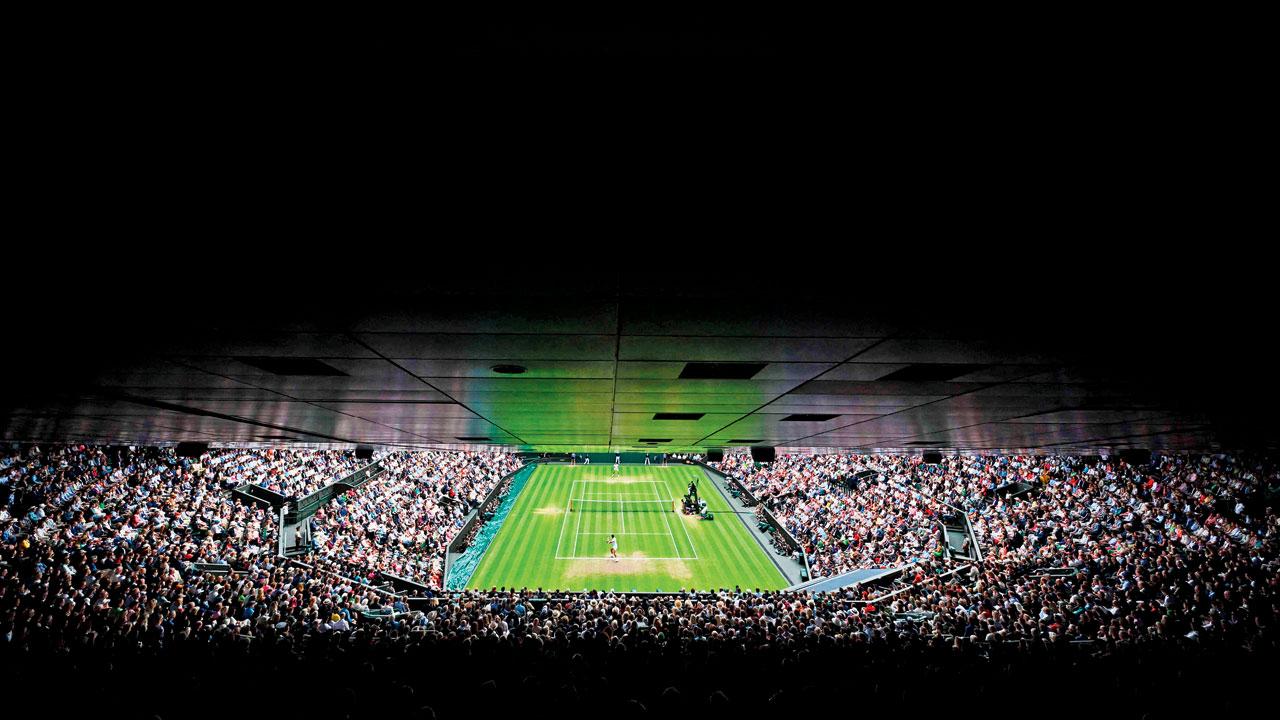 A general view of Centre Court at Wimbledon yesterday