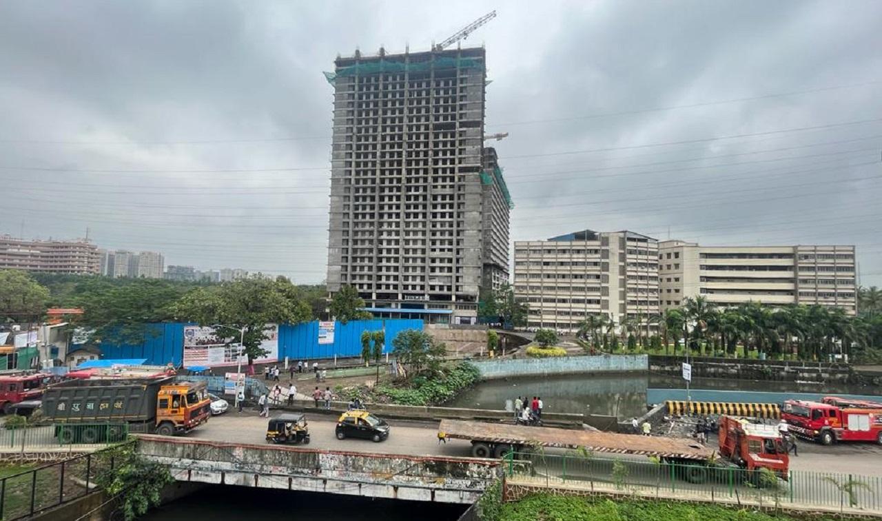 The BMC said as per information received from the fire brigade, a big portion of the land caved-in about 25 feet inside the huge excavated area dug for the building construction
