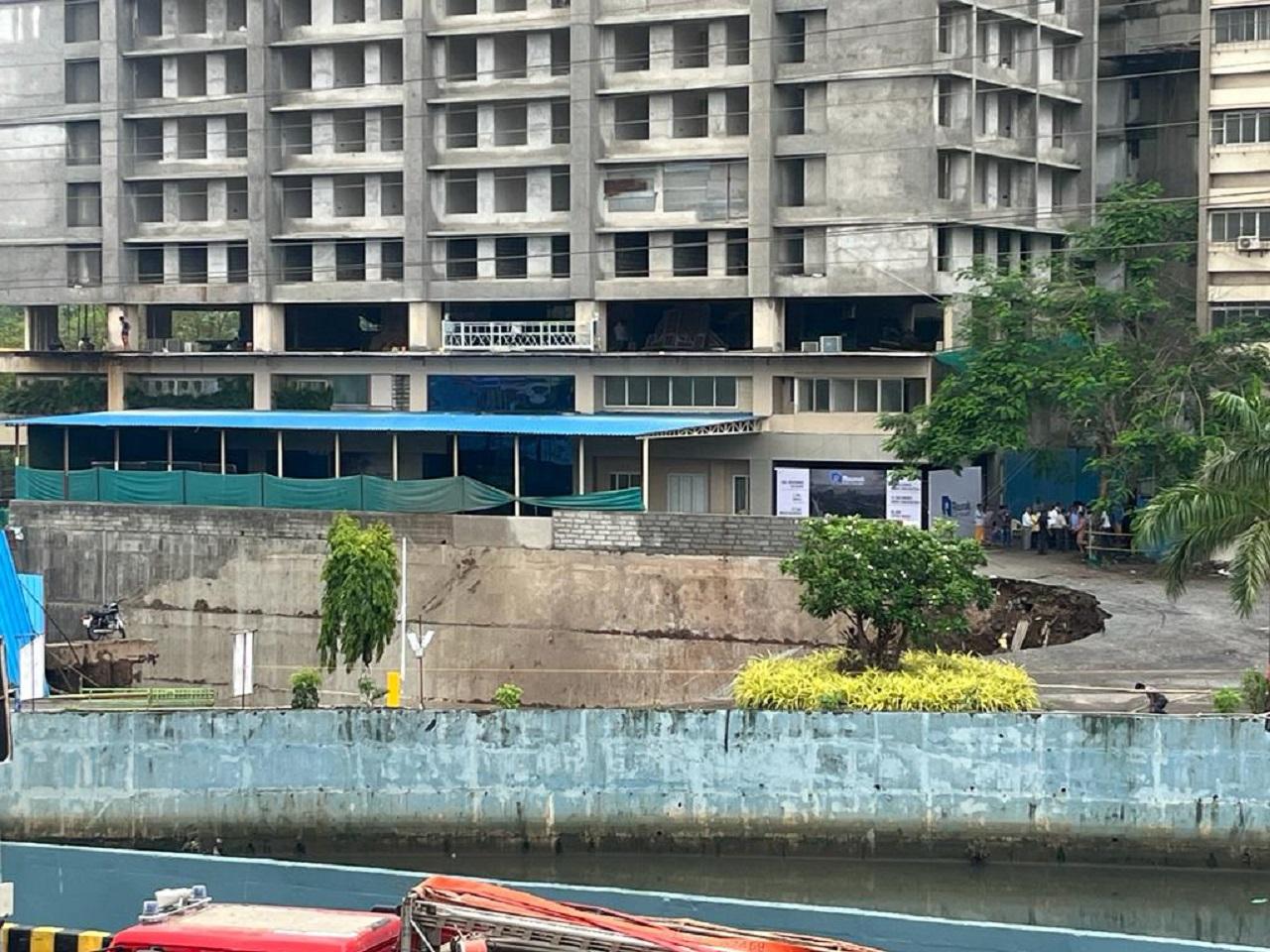 A video of the incident went viral on social media, in which a white car was seen slipping down into the excavated area when the road caved-in