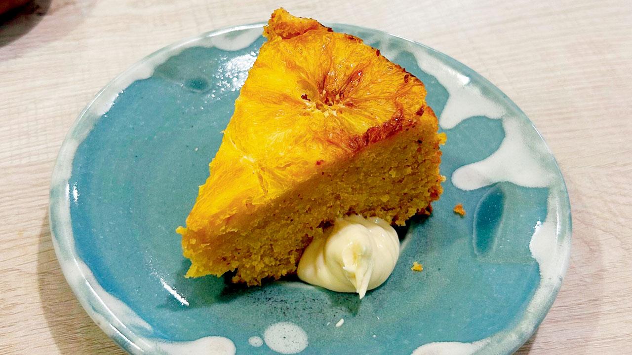 Almond orange upside-down cake