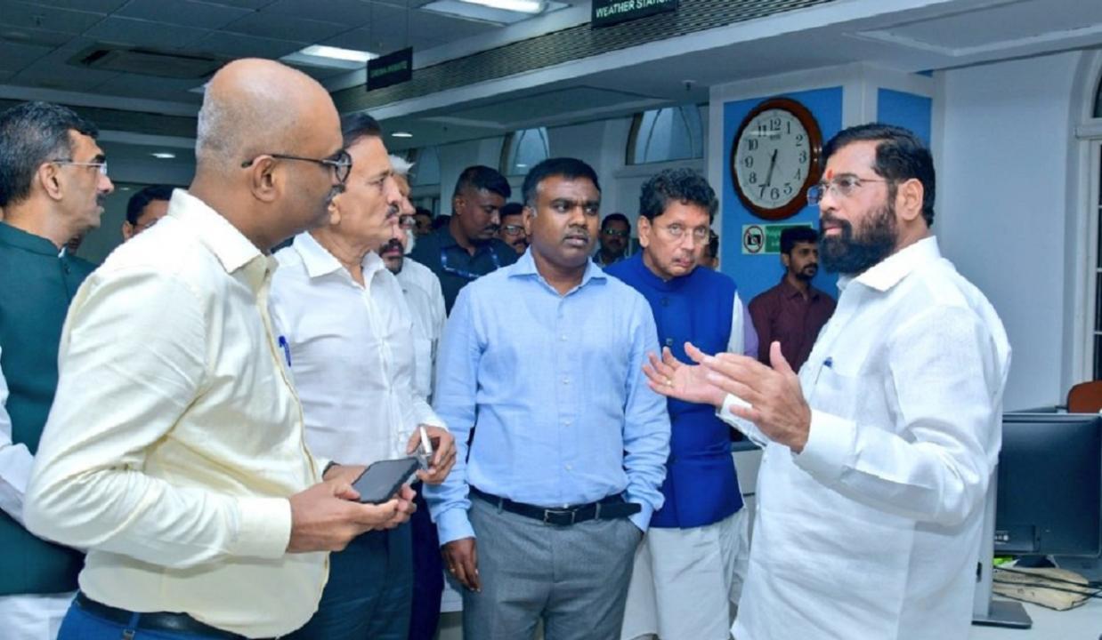 Mumbai rains: Maharashtra CM Eknath Shinde visits BMC's disaster management dept to review situation