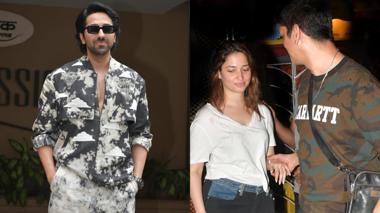 In Pic: Vijay Varma, Tamannaah Bhatia and Ayushmann Khurrana (Pic/Yogendra Shah)
