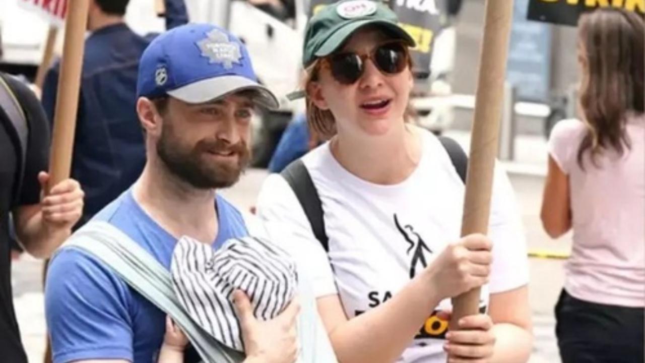 Daniel and Erin join Hollywood strikers; give glimpse of son at picket line