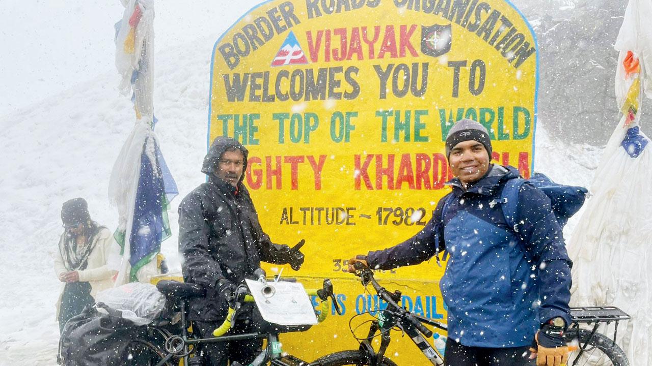 IIT professors at Khardung La, the world’s second-highest motorable