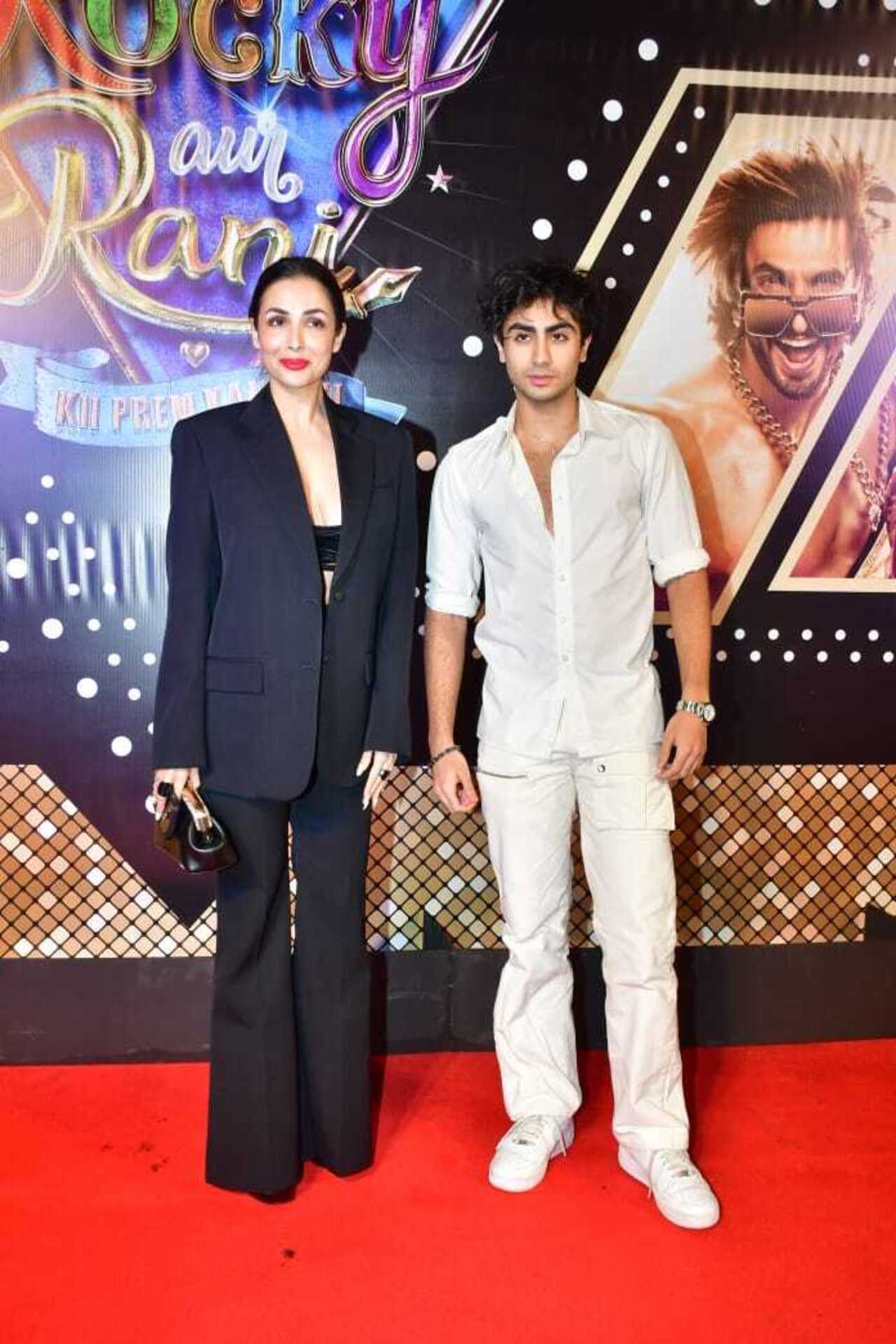 Malaika was accompanied by her son Arhaan Khan at the special screening of Alia Bhatt and Ranveer Singh's upcoming film