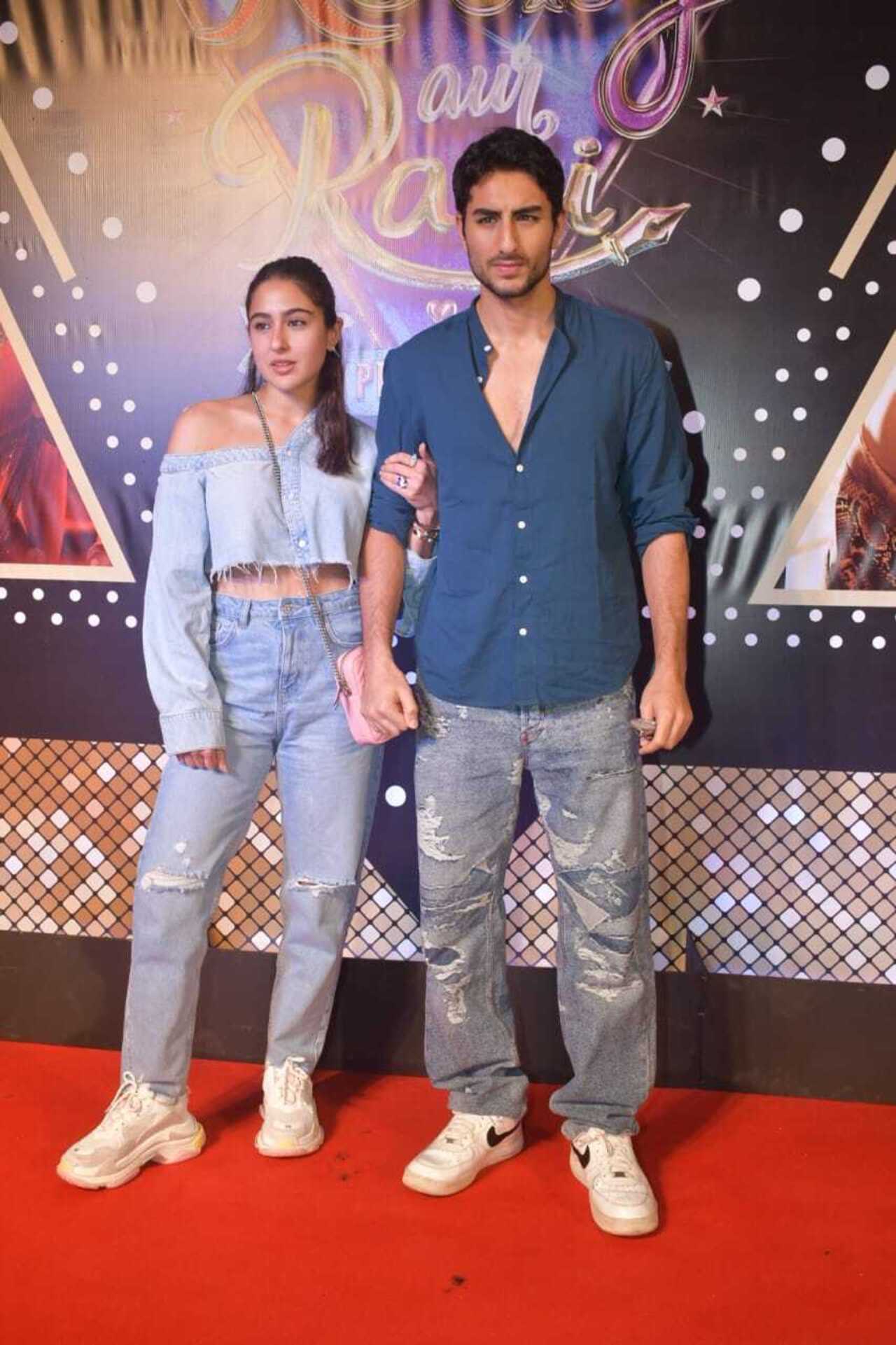 Sara Ali Khan marked her presence at the special screening of 'Rocky aur Rani Kii Prem Kahaani'. The actress was accompanied by her brother Ibrahim Ali Khan