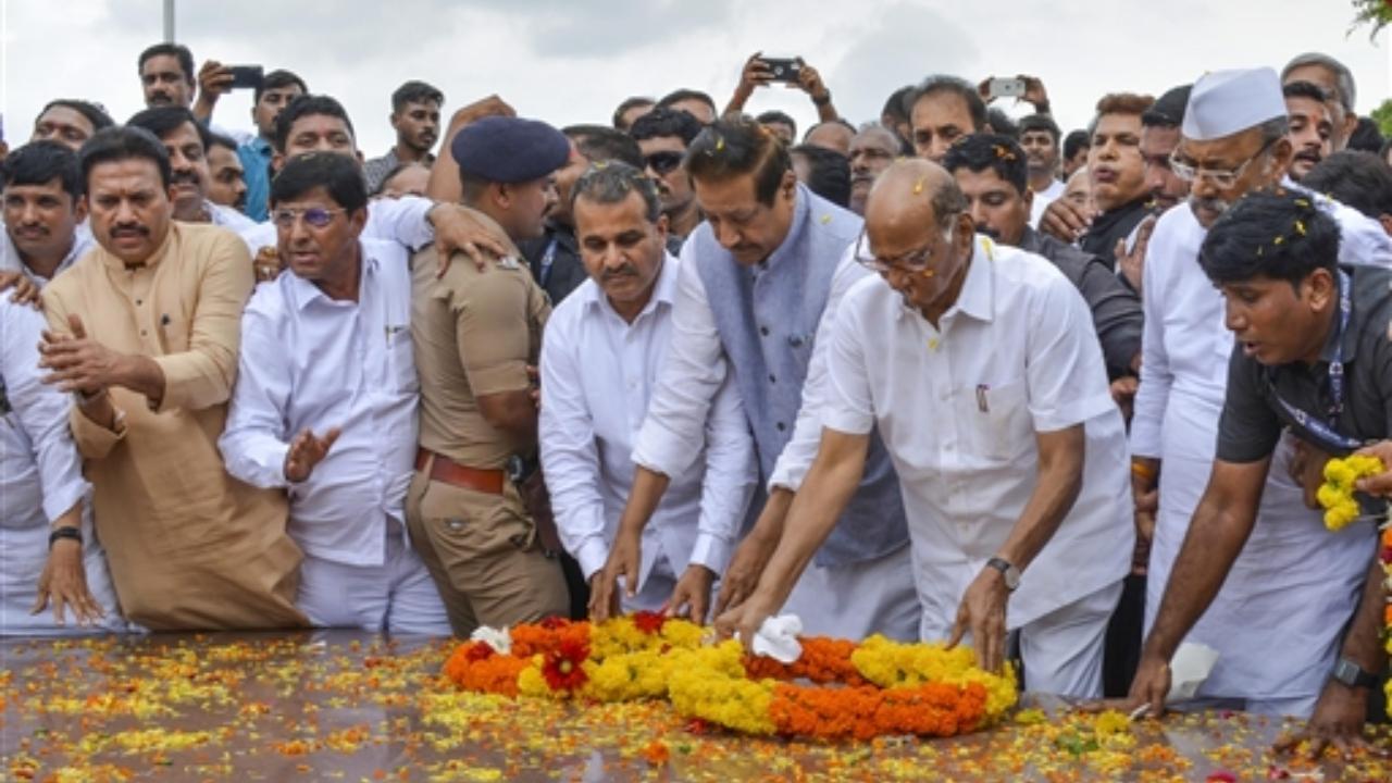 Sharad Pawar's visit to late Chavan's memorial on the occasion of Guru Purnima is being seen as a show of strength by him, a day after his nephew Ajit Pawar led a vertical split in the NCP to become the deputy chief minister in the Eknath Shinde-BJP government
 
