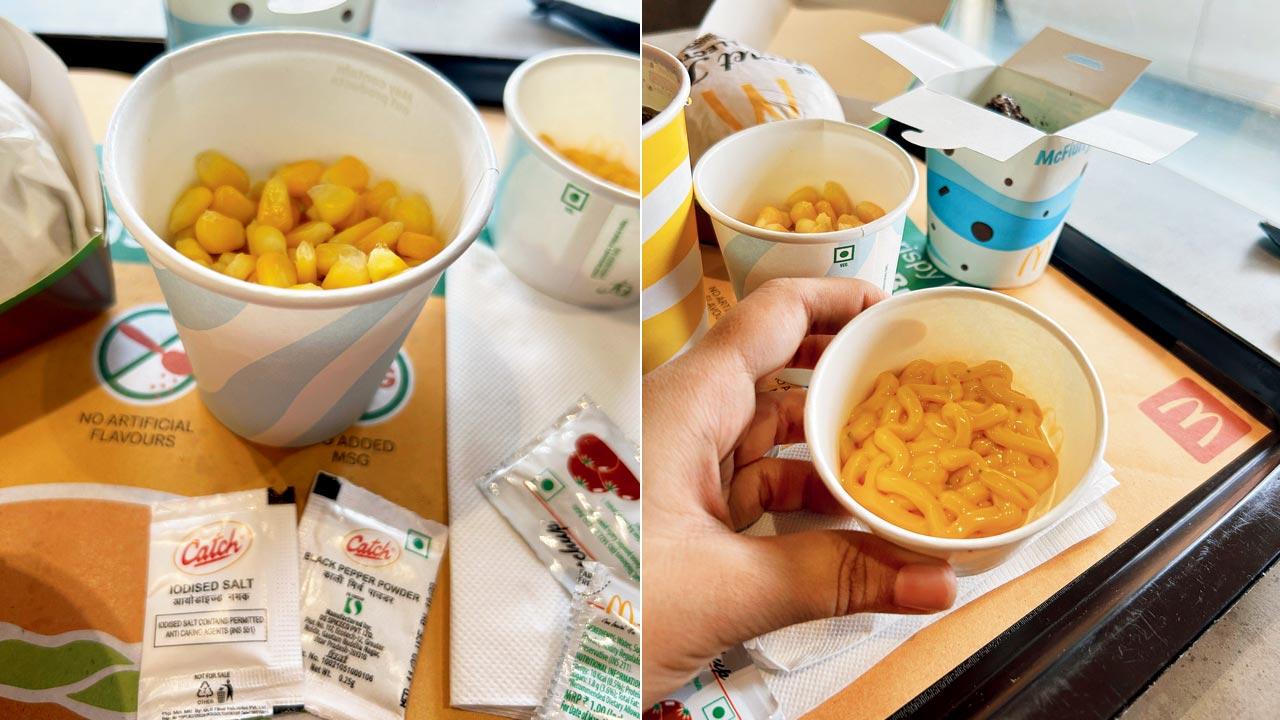 Corn; Jain cheesy dip (right) were the only innovative Jain options in the otherwise already-available Jain-friendly fare