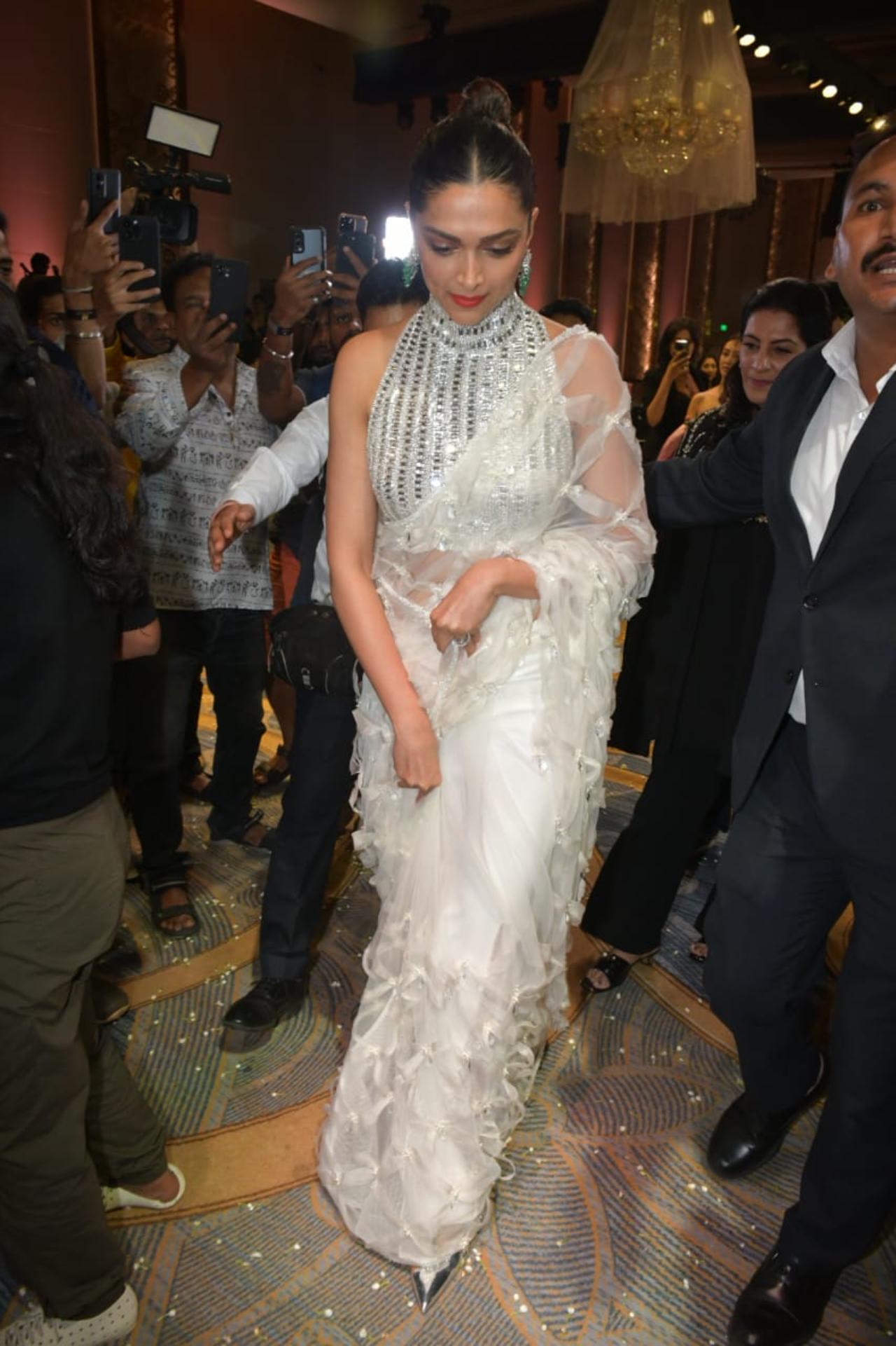 Deepika Padukone had heads turning in this exquisite white ruffled saree
