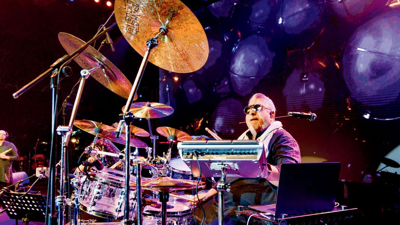 Ranjit Barot plays the drums at a  previous music festival