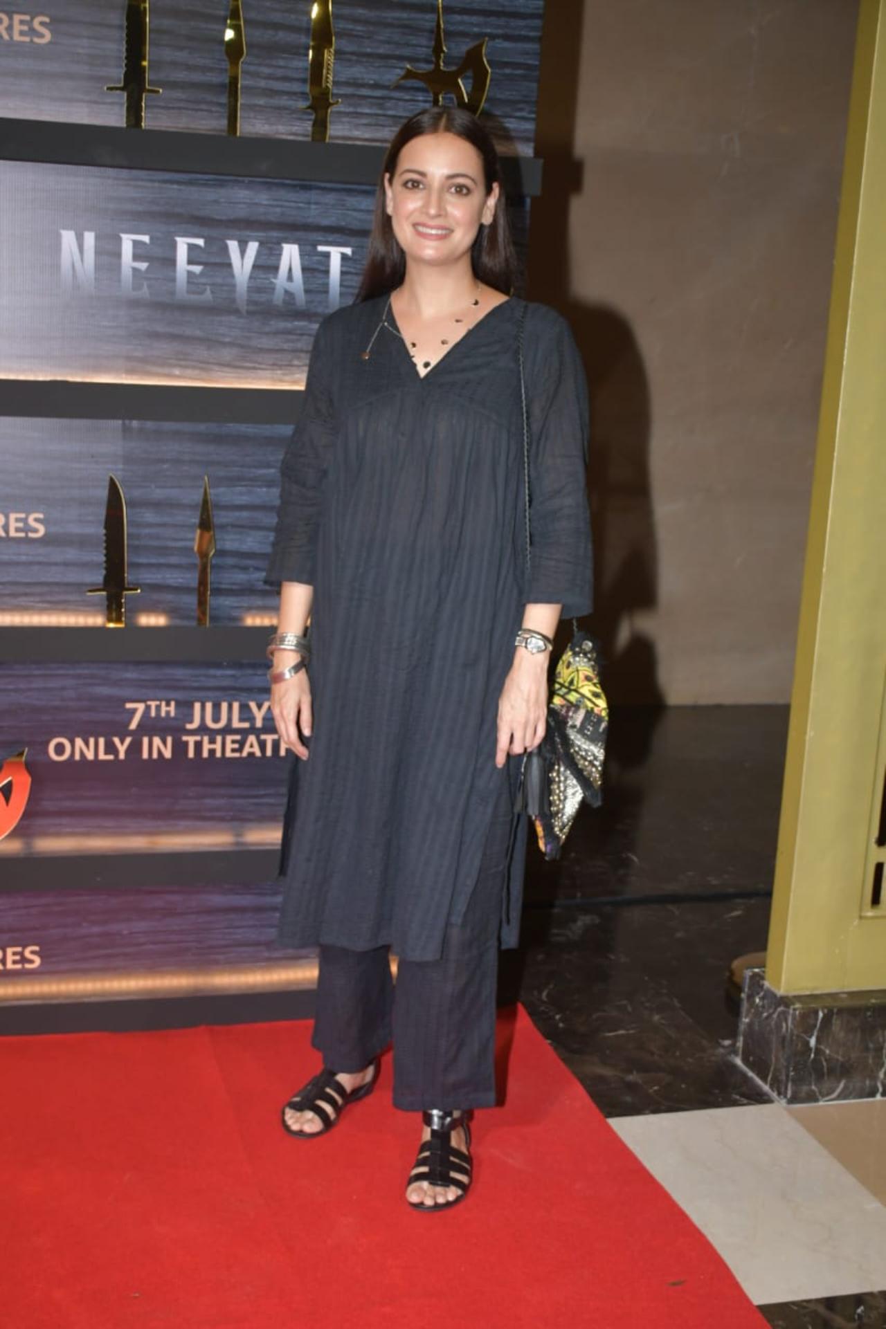 Dia Mirza went for an all-black simple look for the premiere night