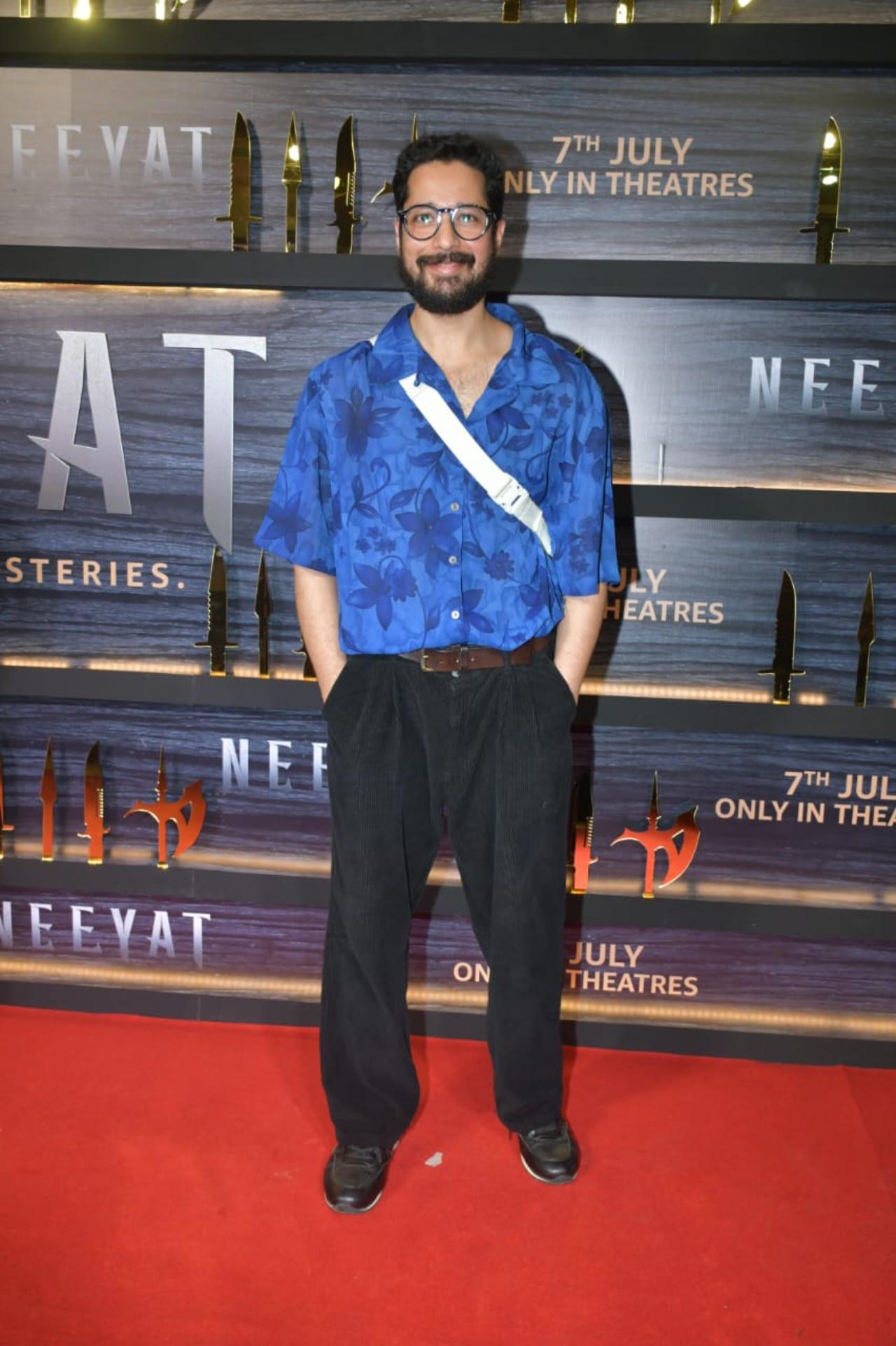 Rajat Barcmecha was cheerful in a blue shirt and black pants at the screening. He was seen in a joyful mood as he interacted with the paparazzi