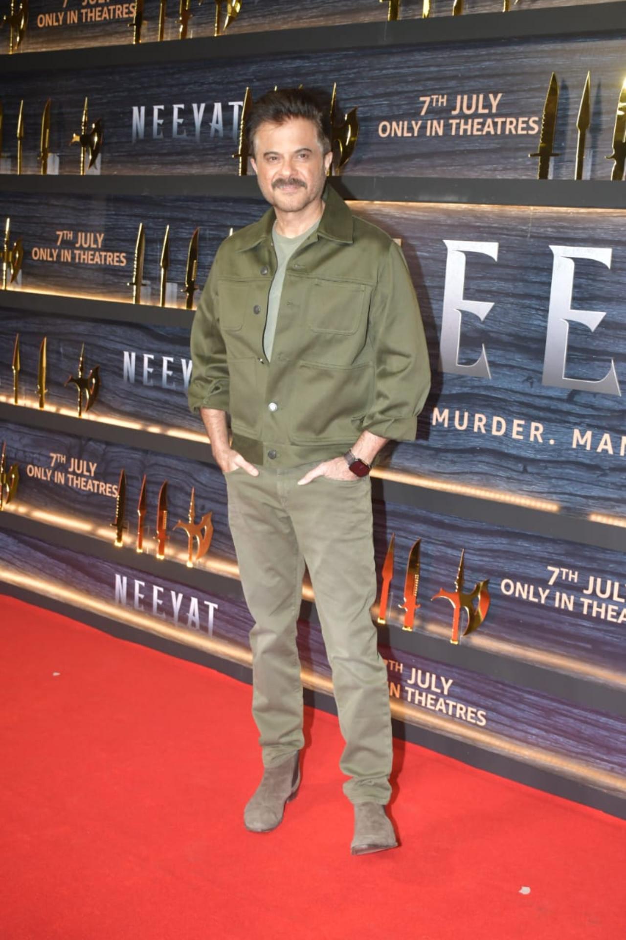 Anil Kapoor came solo in a green outfit