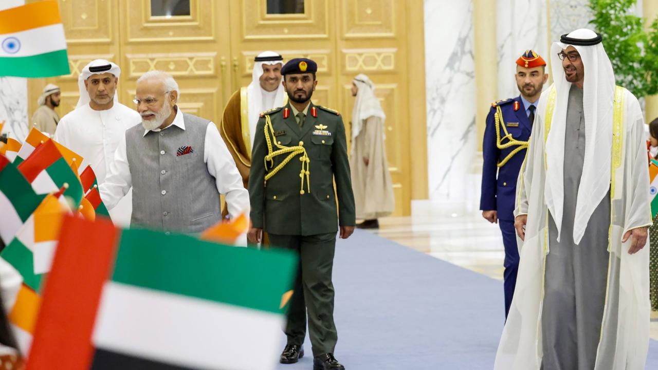 PM Modi arrived here in the capital of the UAE following his successful two-day visit to Paris where he joined French President Emmanuel Macron for the Bastille Day parade as the Guest of Honour and signed several agreements to strengthen bilateral ties