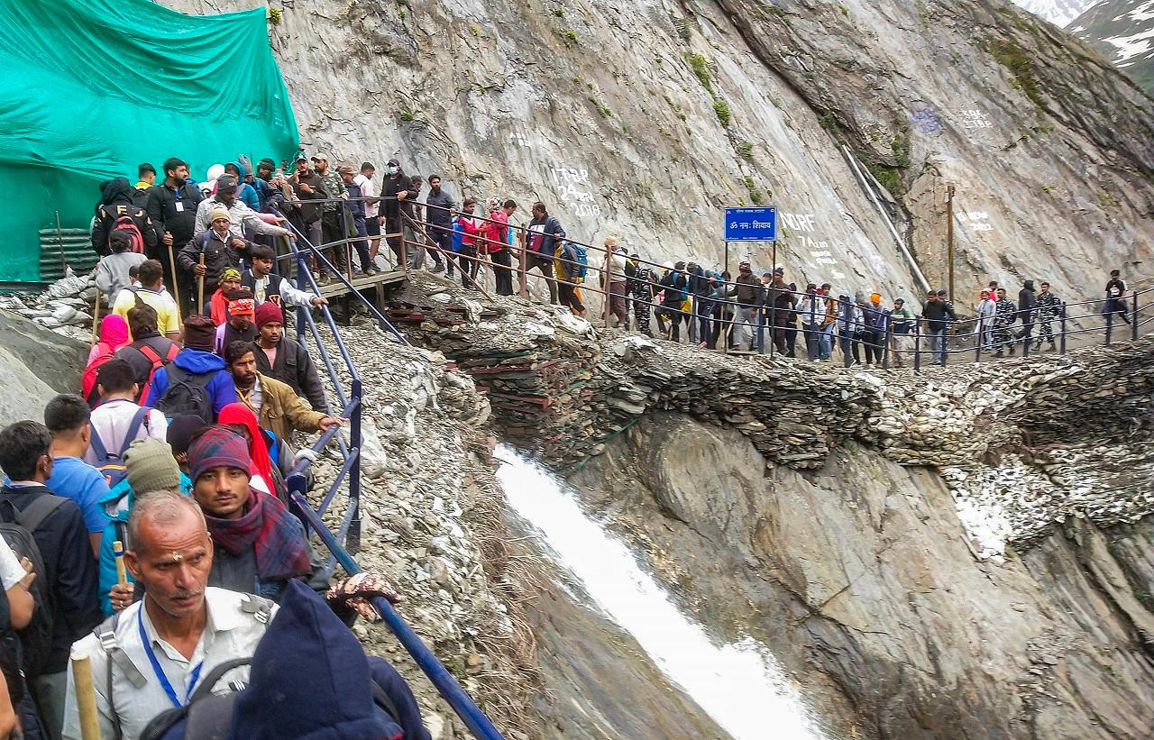 The yatra was suspended on Friday following widespread rain, particularly along the twin tracks -- the traditional 48-kilometre Pahalgam route in Anantnag district and the 14-kilometre Baltal route in Ganderbal district