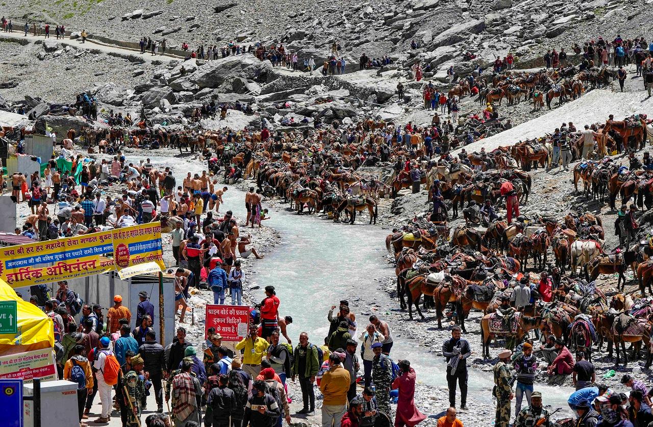 Over 3.20 lakh pilgrims have so far paid obeisance at the cave shrine since the commencement of the pilgrimage from the twin tracks of Pahalgam in Anantnag and Baltal in Ganderbal districts on July 1