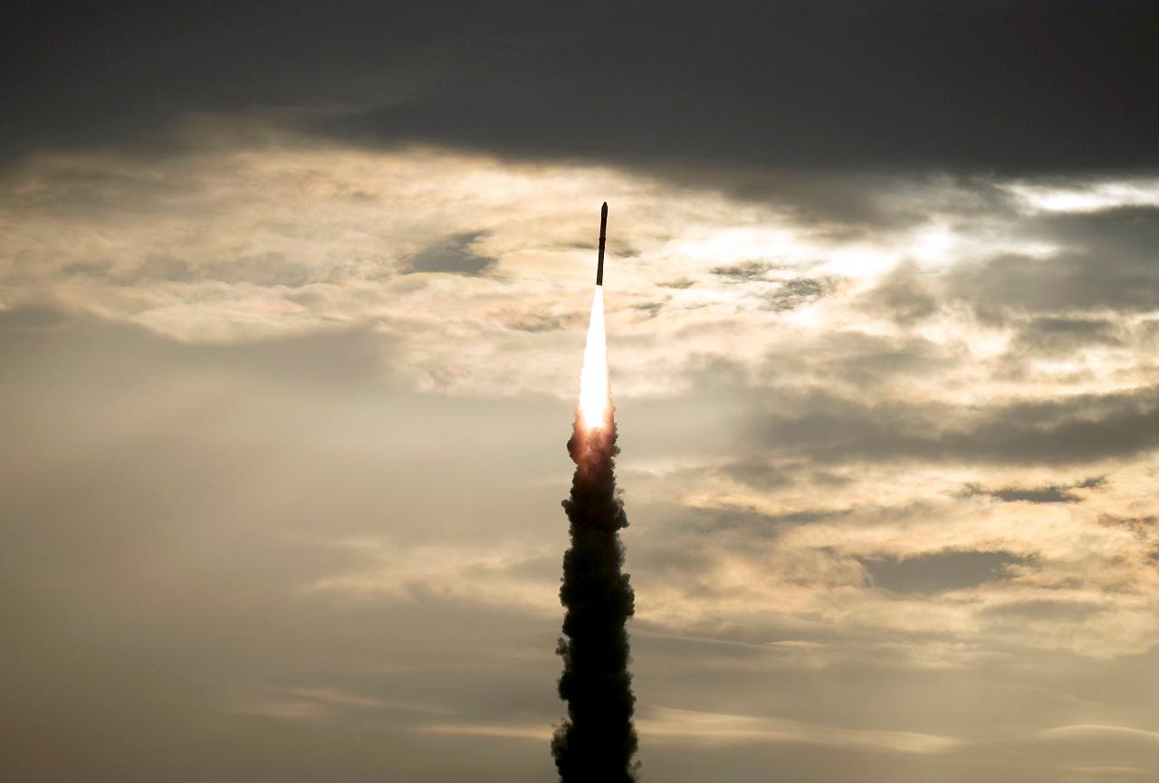 After the 25 hour countdown that commenced on Saturday concluded, the 44.4 metre tall rocket lifted off majestically from the first launch pad at this spaceport, one minute after the prefixed time of 6.30 am, emanating thick fumes on its tail