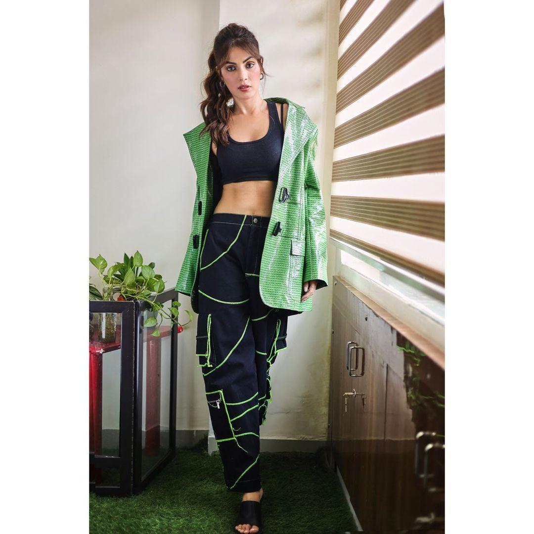 When black meets sophistication, Rhea Chakraborty's timeless appeal.