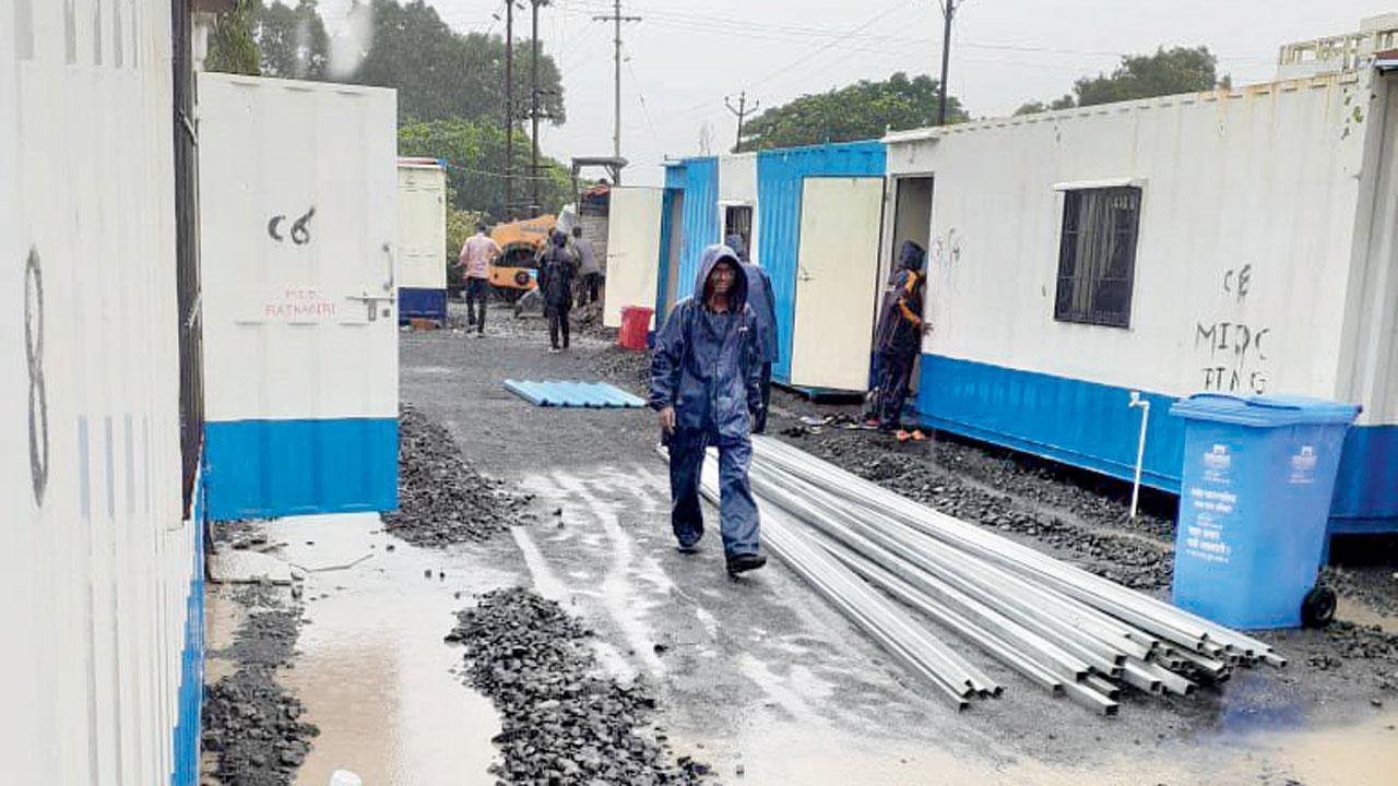 Makeshift containers used as alternative accommodation for survivors