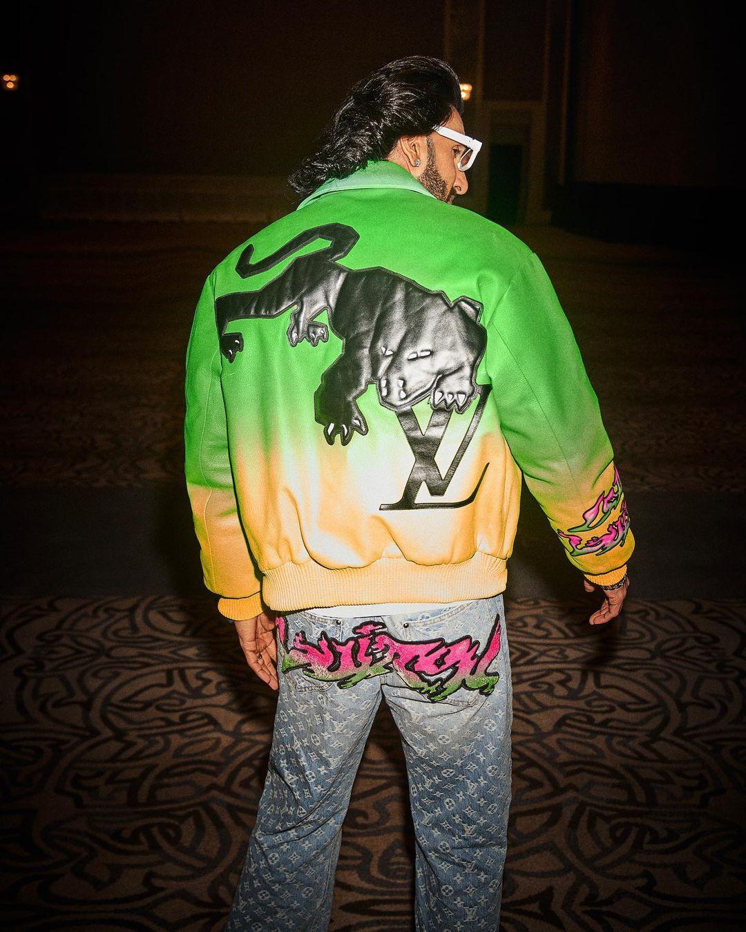 Paired with statement-patterned jeans, Ranveer added a touch of edginess to his outfit
