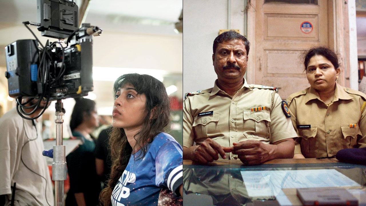 (From left) Reema Maya on the set of the film; a moment from the film featuring Shrikant Yadav and Trupti Khamkar