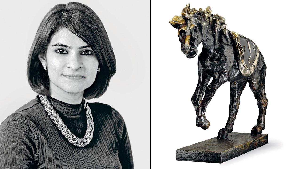 (Left) Sneha Gautam (right) Horse Saddled with Time by Salvador Dali. Pics courtesy/AstaGuru Auction House