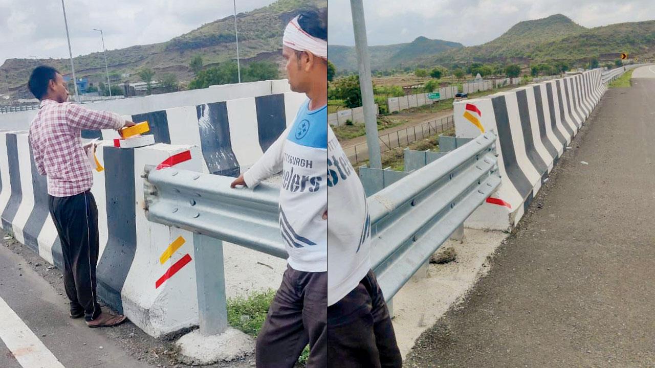 Median crash barriers being installed on Samruddhi expressway