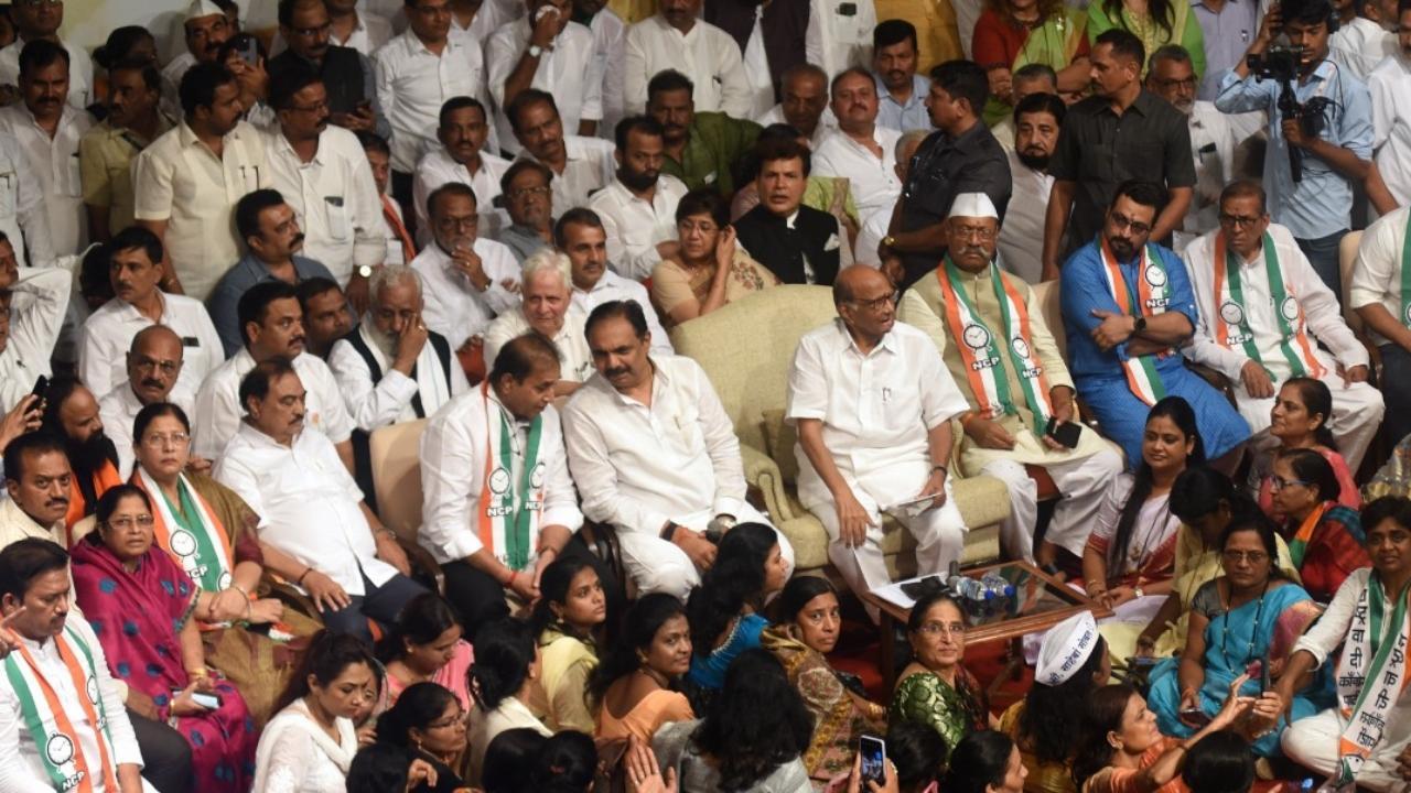 IN PHOTOS: Sharad Pawar holds parallel NCP meeting in Mumbai