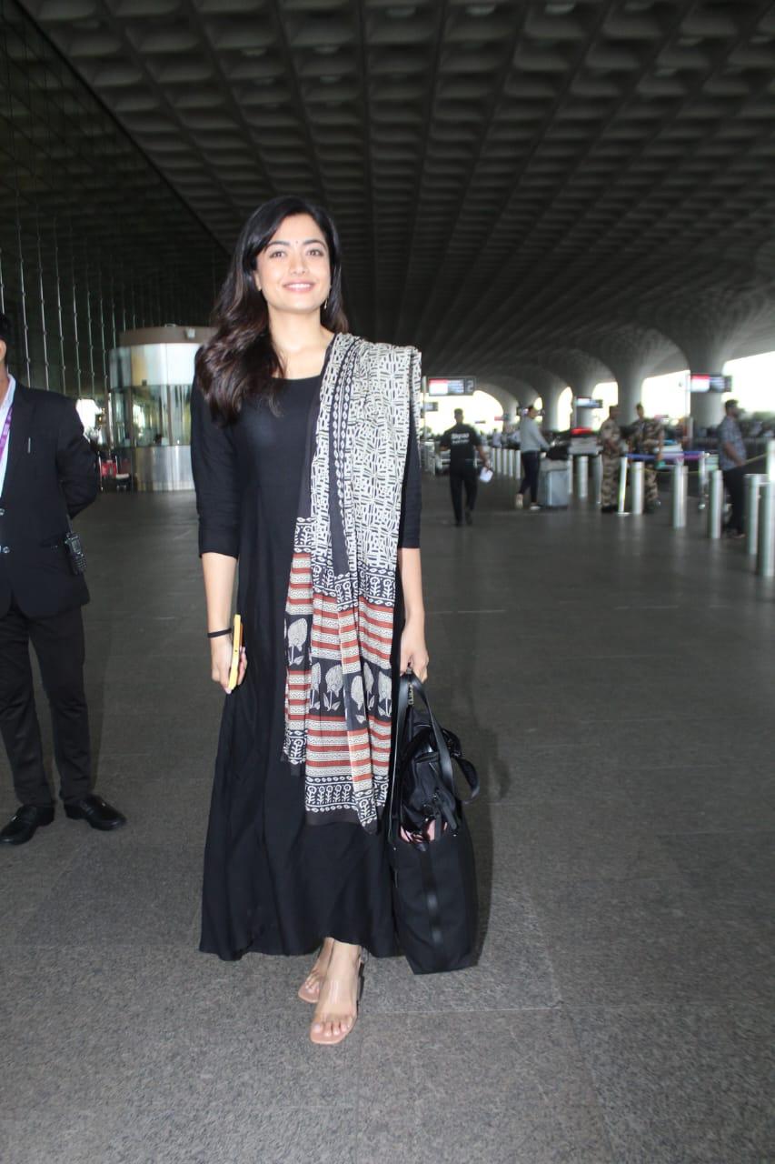 Rashmika Mandanna snapped today post-shoot  in Santacruz