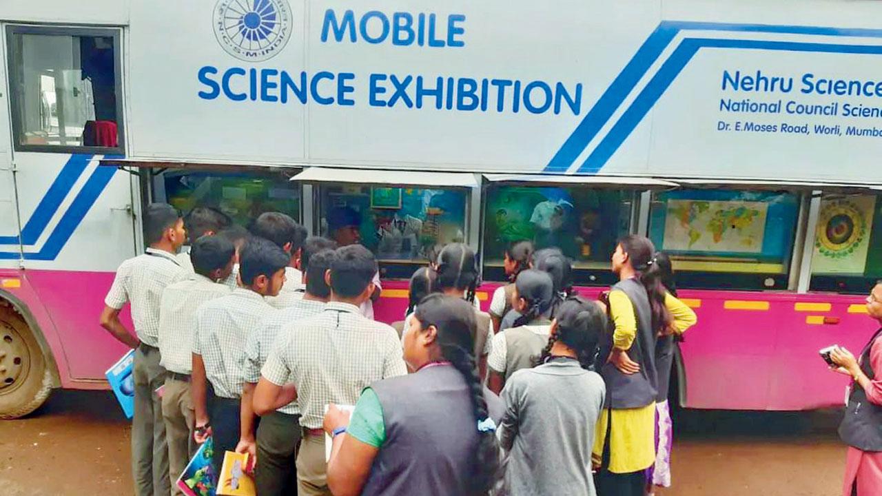 Students queue up for the exhibition