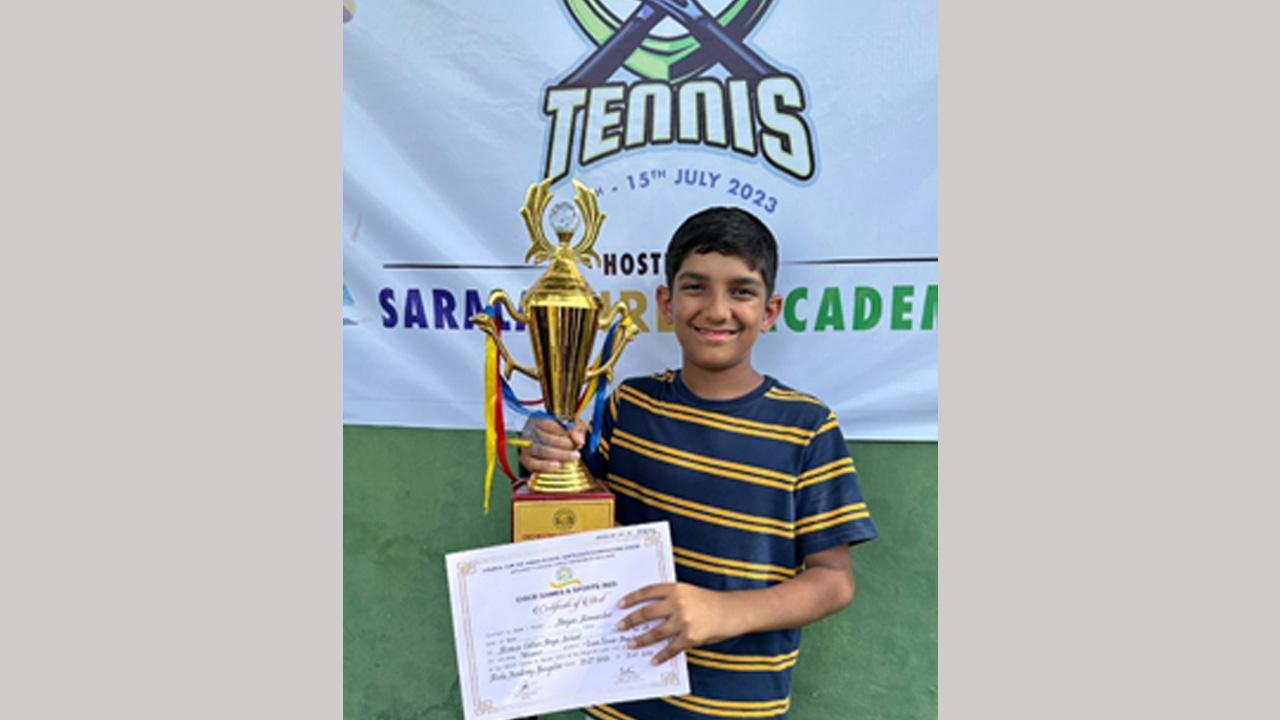 Aryan Komandur To Represent Karnataka In The Under-14 Tennis Event In CISCE Nationals 2023.