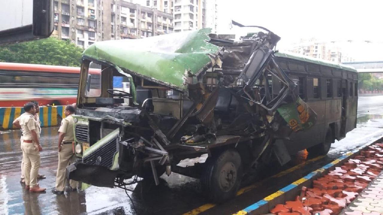 Thane: Woman passenger, conductor injured as MSRTC bus rams into container