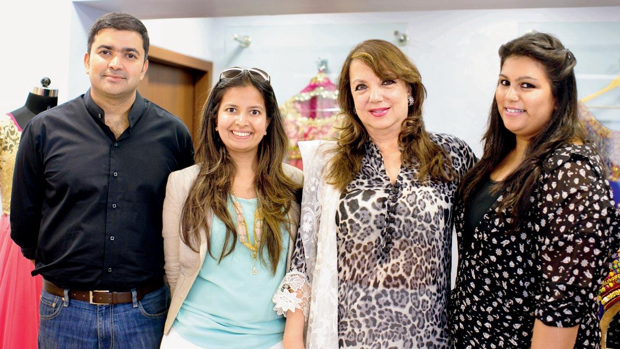 Parthip and Shaan with Zarine Khan (second from right) at her Juhu multi-designer store Fizaa, in 2013.  Pic/Shreya Sen