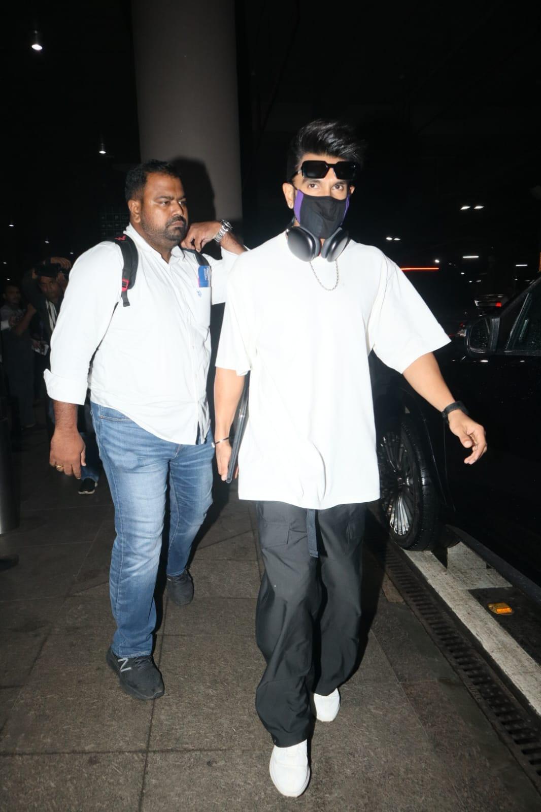 Ranveer Singh clicked with family at the airport showcasing his quirky  style