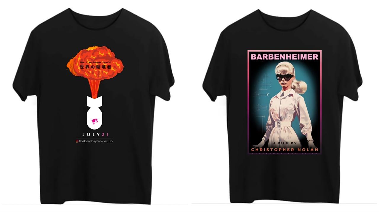Choose your team with the latest Barbenheimer merchandise by The Bombay Movie Club. Both options are available in either a crew/round neck unisex T-shirt or a crop top. To place an order, DM them @thebombaymovieclub
Left: Minimalist BombRight: Retro Scientist BarbieCost: Rs 599 for both