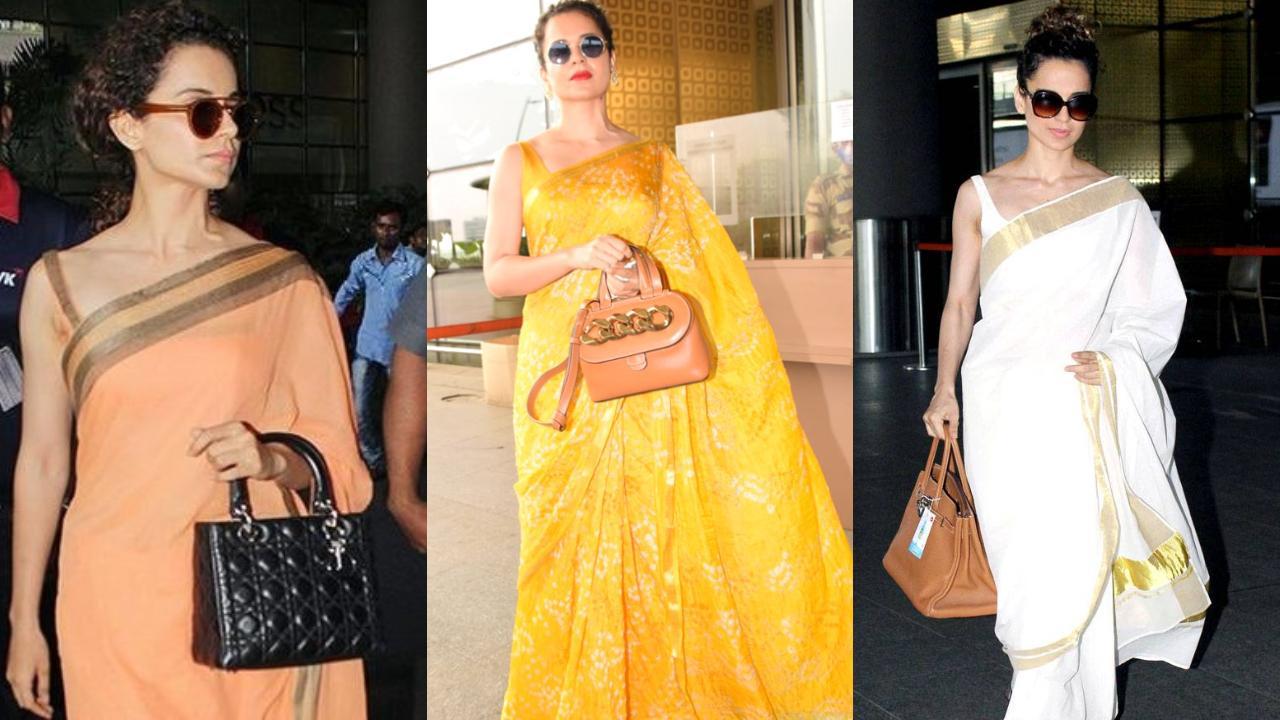 Kangana Ranaut’s mesmerizing airport saree fashion!