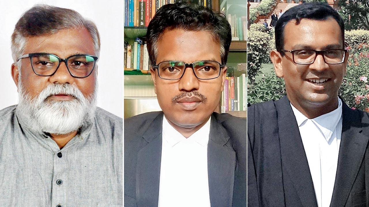Santosh Thakur, founder president of Gram Sanvarhdan Samajik Sanstha; Rajeshwar Panchal, advocate and Floyd Gracias, advocate